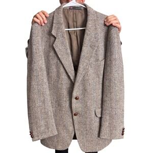 Hill & Archer Harris Tweed Blazer Mens 42R Brown Herringbone Wool Sport Coat